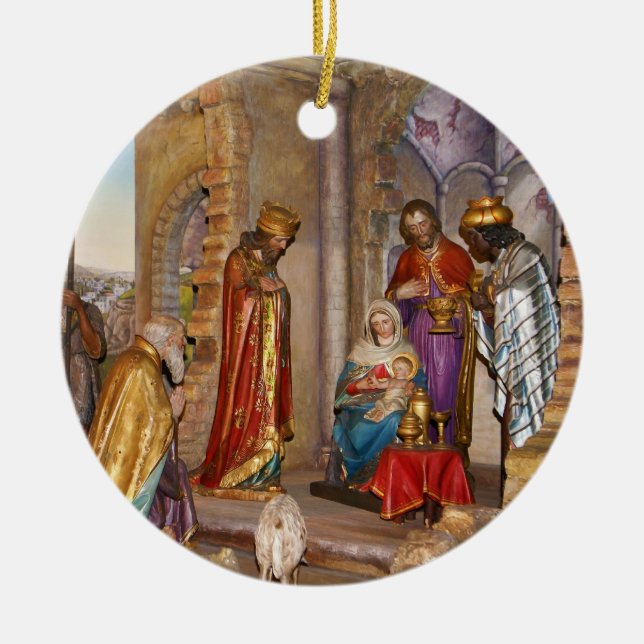 Baby Jesus of Nazareth Born in Bethlehem Ceramic Ornament (Front)