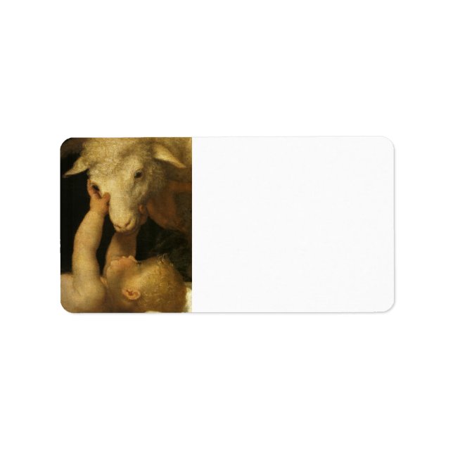 Baby Jesus Touches Lamb Label (Front)