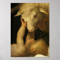 Baby Jesus Touches Lamb