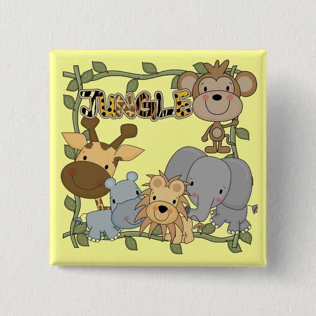 Baby Jungle Animals Tshirts and Gifts 2 Inch Square Button (Front)