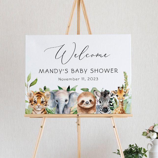 Baby Jungle Animaux Baby shower Affiche de bienven (Créateur téléchargé)