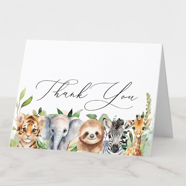 Baby Jungle Animaux Carte de remerciements (Créateur téléchargé)