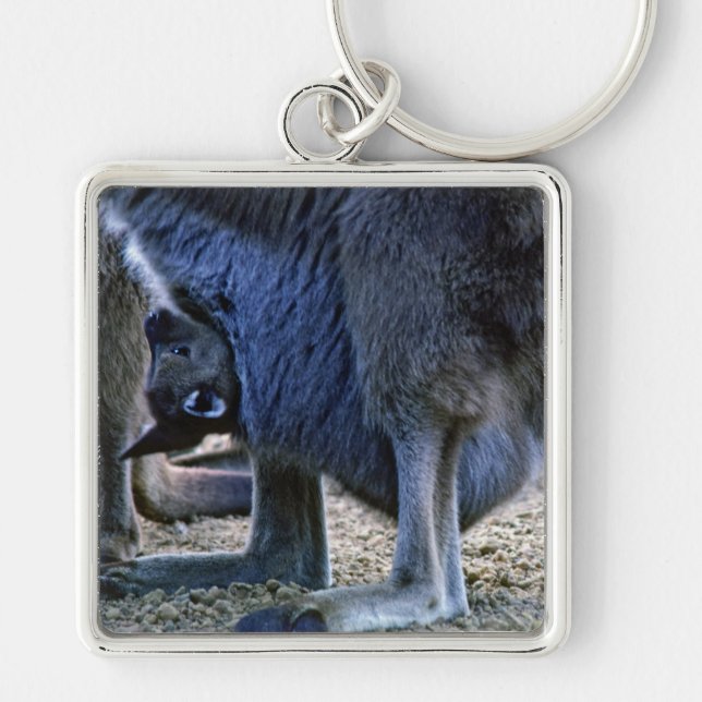 Baby kangaroo in mother's pouch - Australia Keychain (Front)