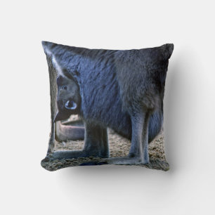 Baby kangaroo in mother's pouch - Australia Throw Pillow