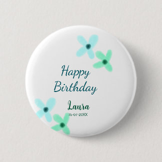 Baby kids 1st birthday add name blue green pastel  2 inch round button