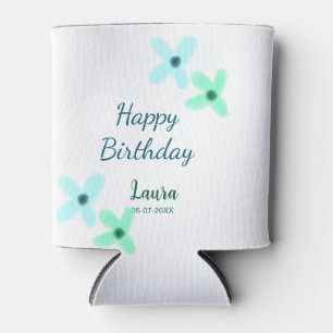 Baby kids 1st birthday add name blue green pastel  can cooler