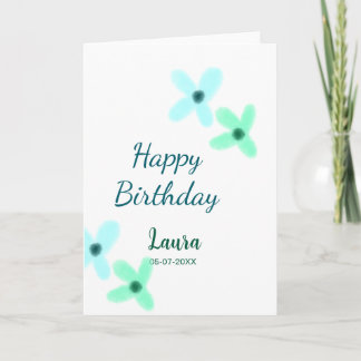 Baby kids 1st birthday add name blue green pastel  card