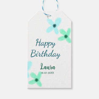 Baby kids 1st birthday add name blue green pastel  gift tags