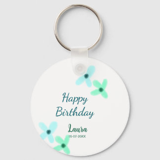 Baby kids 1st birthday add name blue green pastel  keychain