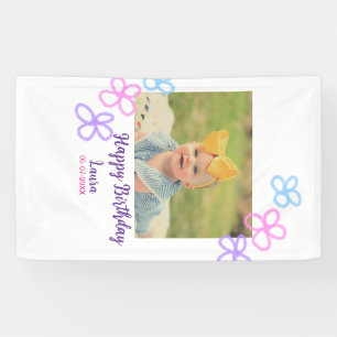 Baby kids 1st birthday add name date add photo banner