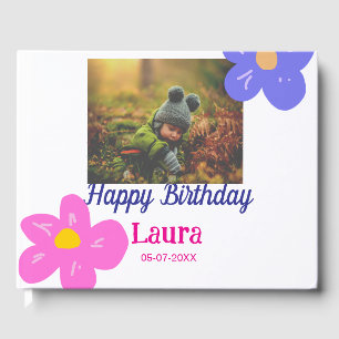 Baby kids 1st birthday add name date add photo guest book