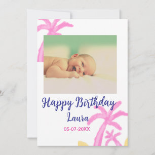 Baby kids 1st birthday add name date add photo invitation