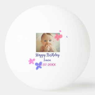 Baby kids 1st birthday add name date add photo ping pong ball