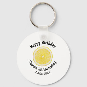 Baby kids 1st birthday lemon slice add name date m keychain