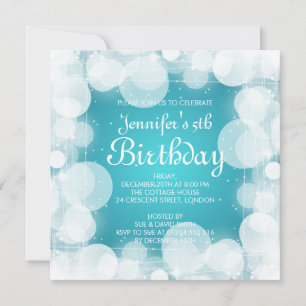Baby / Kids Birthday Glow & Sparkle Turquoise Invitation