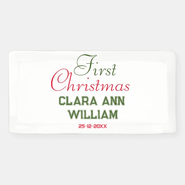 BABY KIDS FIRST CHRISTMAS HOLIDAY ADD NAME TEXT YE BANNER (Horizontal)