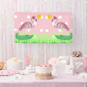 Baby Kids Flamingo Alligator Party Banner