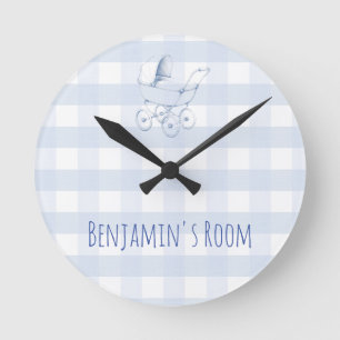 Baby & kids nursery door sign vintage gingham round clock