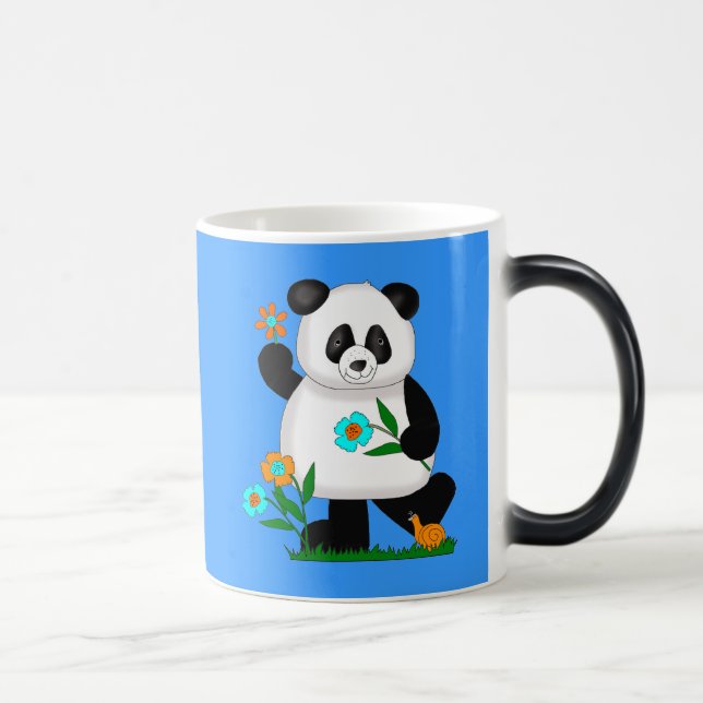 Baby Kids Panda With Flowers 2 Magic Mug (Right)