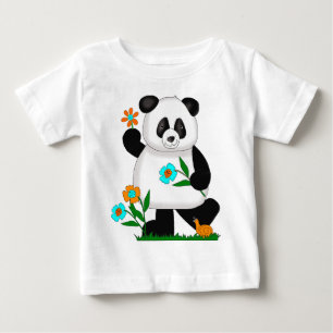 Baby Kids Panda With Flowers 2 T-Shirt