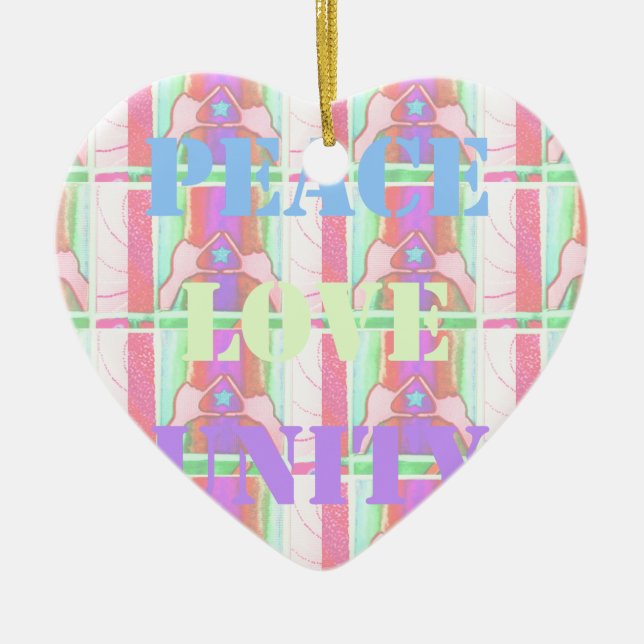 Baby Kids  Peace Love Unity Hakuna Matata design.p Ceramic Ornament (Front)