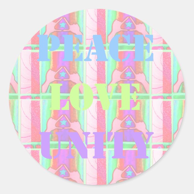 Baby Kids  Peace Love Unity Hakuna Matata design.p Classic Round Sticker (Front)