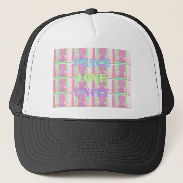 Baby Kids  Peace Love Unity Hakuna Matata design.p Trucker Hat (Front)