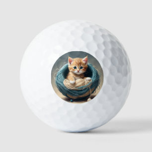 Baby Kitten In A Ball Of Wool,