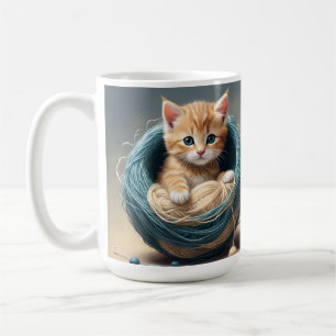 Baby Kitten In A Ball Of Wool, Coffee Mug