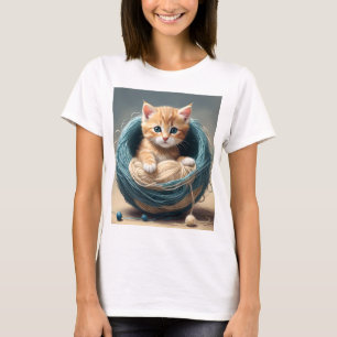 Baby Kitten In A Ball Of Wool. T-Shirt