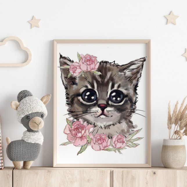 Baby Kitten Rose Personalized Poster | Wall Print (Creator Uploaded)