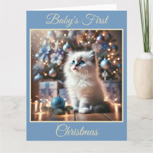 Baby Kitten's First Christmas (Blue) Card
