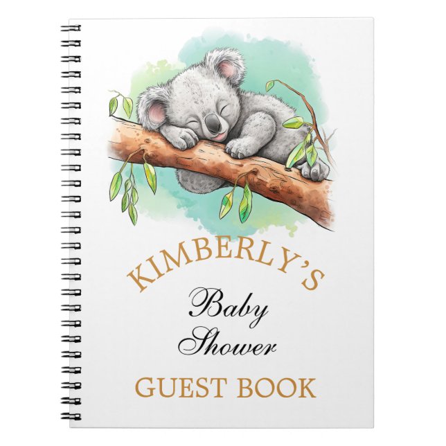 Baby Koala Baby Shower Personalized Guest Book (Front)