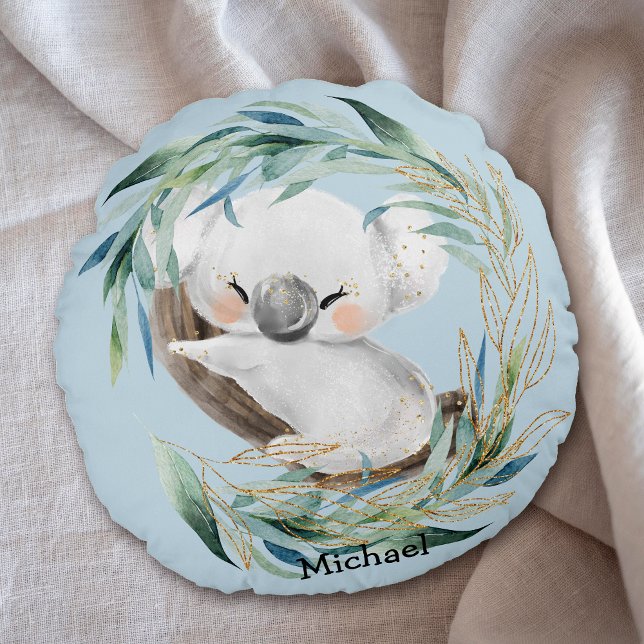 Baby Koala Bear in Wreath Nursery Round Pillow (Creator Uploaded)