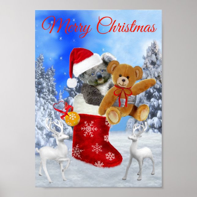 BABY KOALA CHRISTMAS WITH TEDDY POSTER (Front)