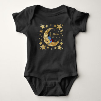 Baby Krishna sleeping on the moon between the star Baby Bodysuit