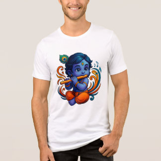 Baby Krishna with Flute – Peace Vibes | Vibrant 3D Tri-Blend Shirt