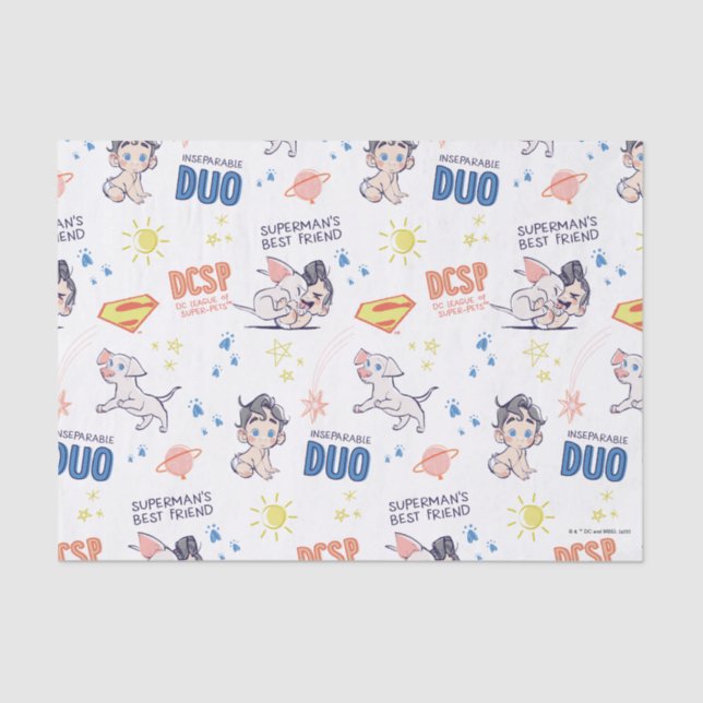 Baby Krypto & Superman Pattern Tissue Paper (Front)