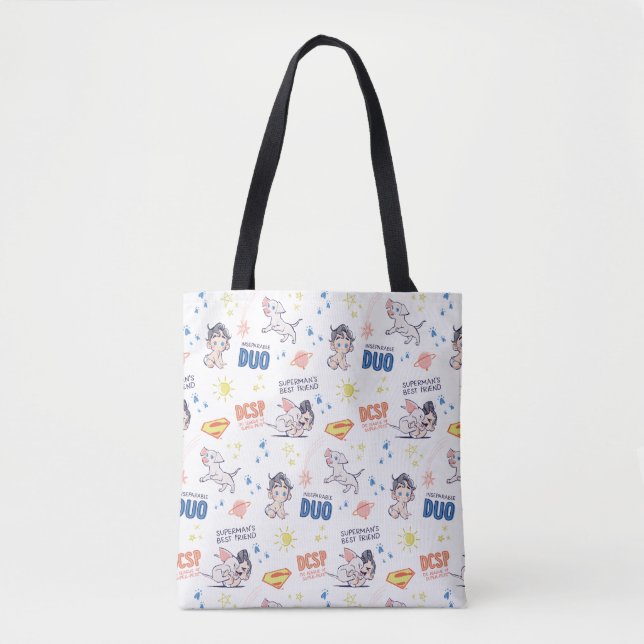 Baby Krypto & Superman Pattern Tote Bag (Front)