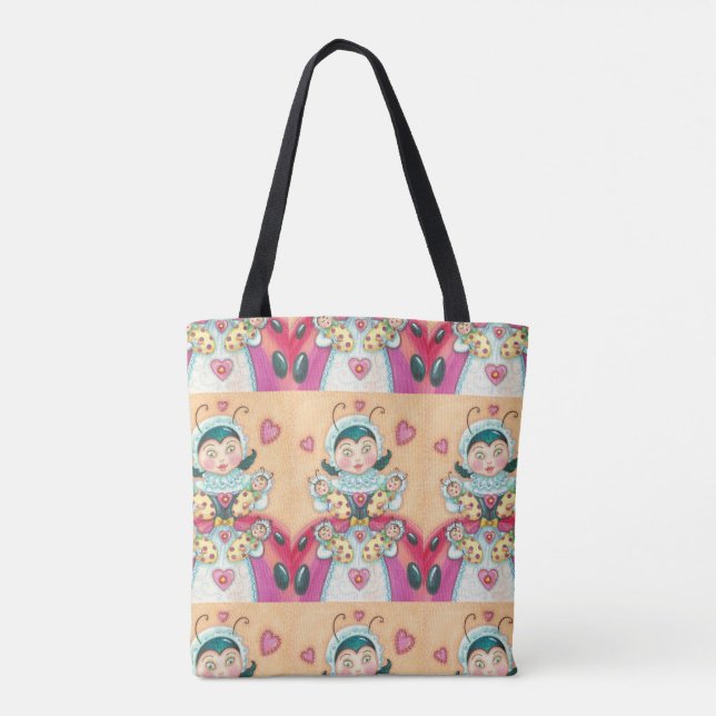 Baby Ladybugs Family TOTE BAG Overall Print (Back)