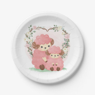 Baby Lamb and Roses Paper Plates
