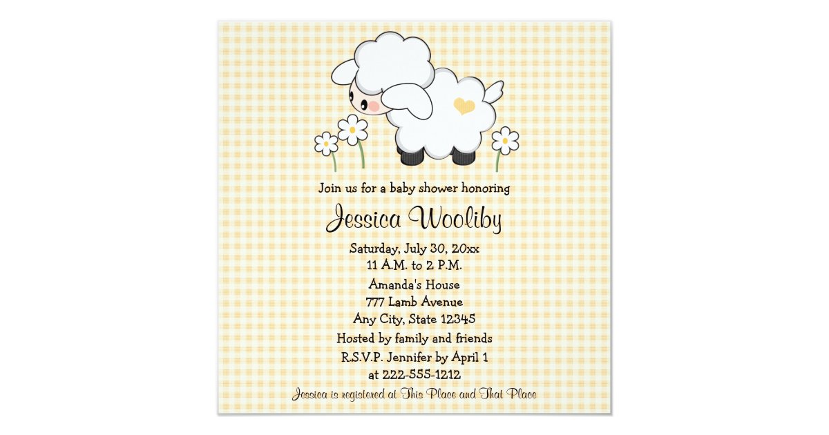 Baby Lamb Baby Shower Invitations Gender Neutral Zazzle.ca