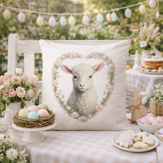Baby Lamb Heart Throw Pillow (Creator Uploaded)