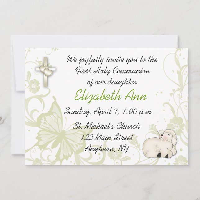 Baby Lamb Religious Invitation (Front)