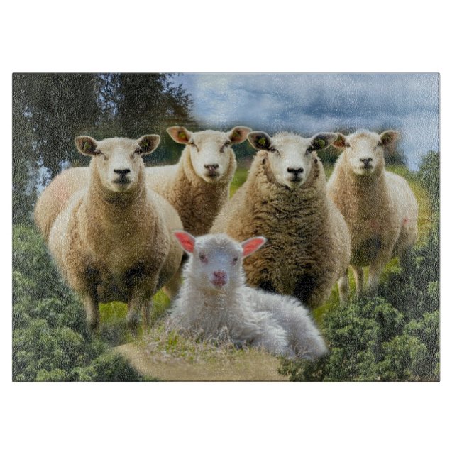 Baby Lamb Sheep Herd Flock Cutting Board (Front)