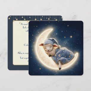 Baby Lamb Sleeping on a Crescent Moon Invitation
