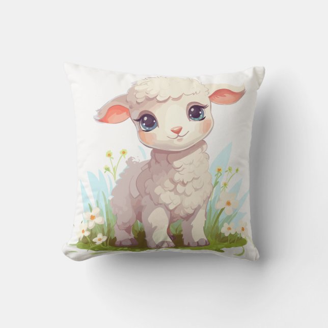 Baby lamb throw pillow (Front)
