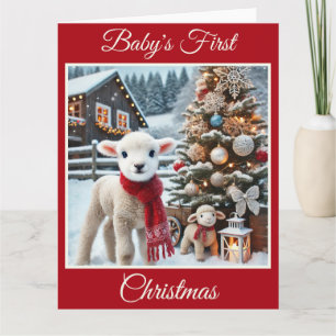 Baby Lamb's First Christmas on the Farm Card