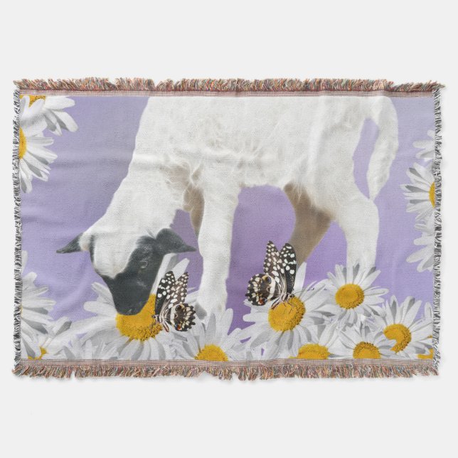 Baby Lambs first steps Throw Blanket (Front)