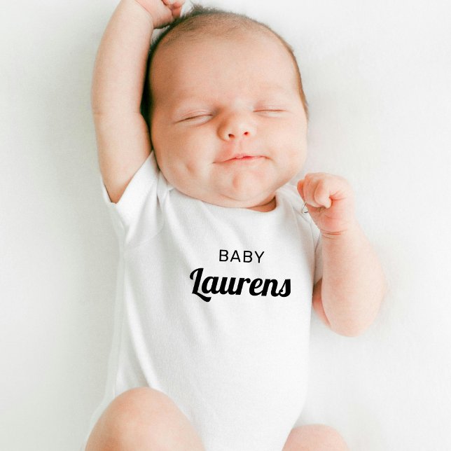 Baby Last Name Cute Modern Stylish Script Bodysuit (Creator Uploaded)